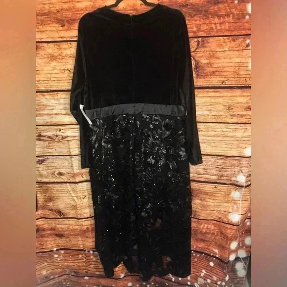 VENUS Black Sequin Lace High-Low Long Sleeve Dress size 12 - Picture 10 of 16